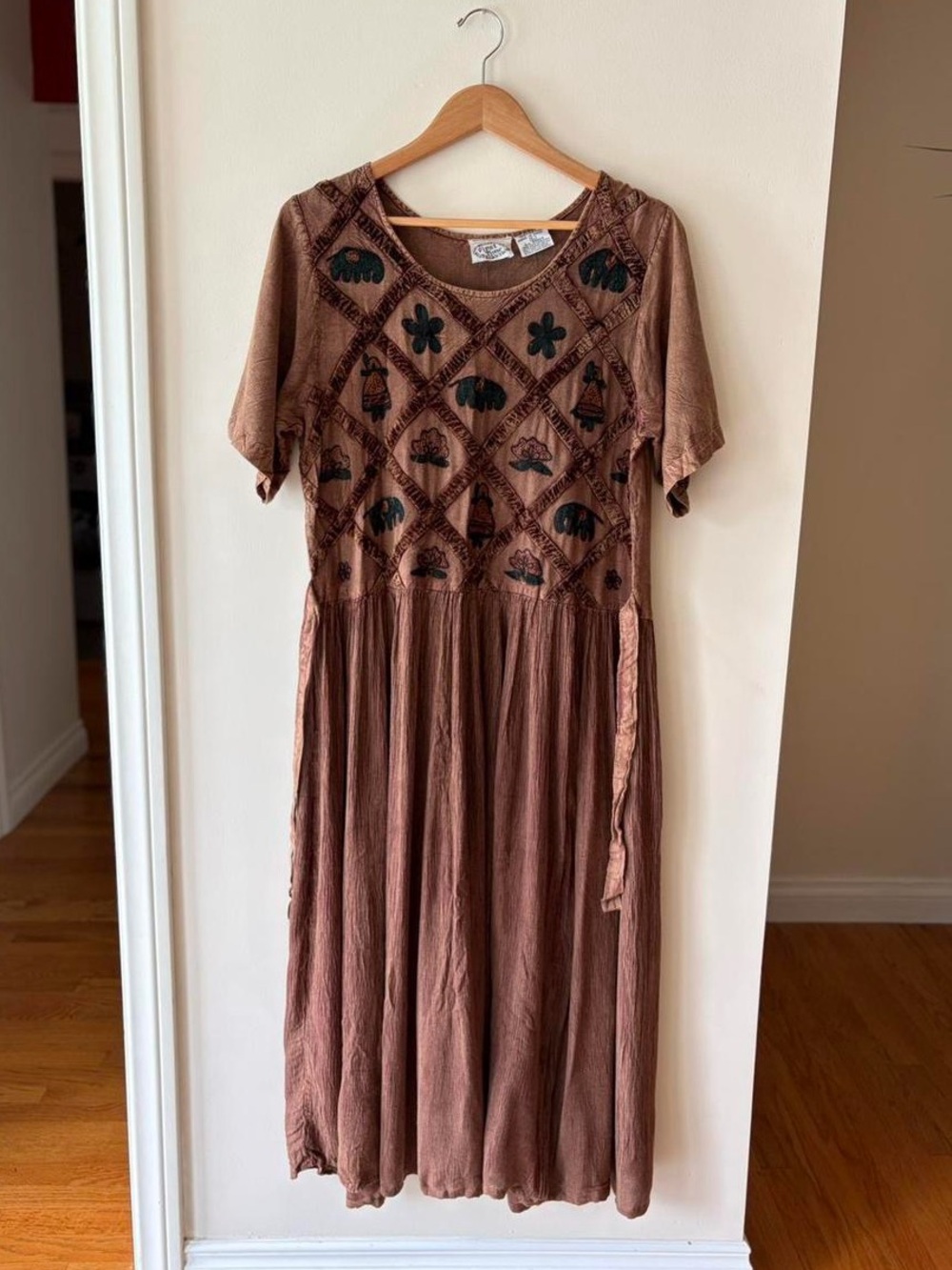 ❤️SOLD ON DEPOP❤️ Vintage 90s boho grunge embroidery babydoll maxi dress cottage - Picture 8 of 8